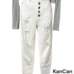 KanCan Women's White Distressed Jeans Ankle Skinny Jeans Stretch! Size 6